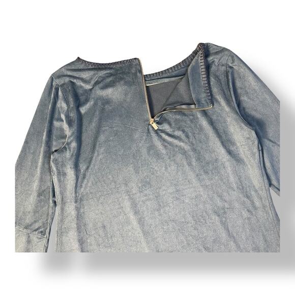 Soft Surroundings Blue Beatrix Faux Suede Flare Sleeve‎ Top Size S Boho Cottage - Picture 6 of 8